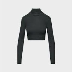 Aritzia Black Cropped Mock-Neck Long Sleeve Top